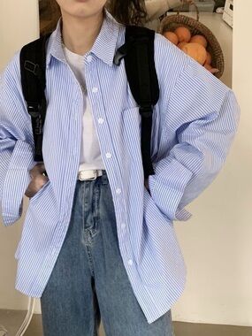 Light Blue & White Pinstripe Button-Down Shirt